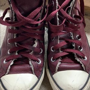 Converse, Maroon color leather with faux fur